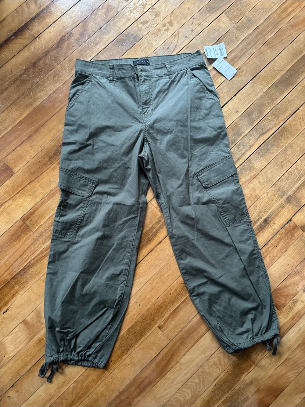 NWT Sanctuary Olive Cargo Jogger Pants with Tie Ankles
